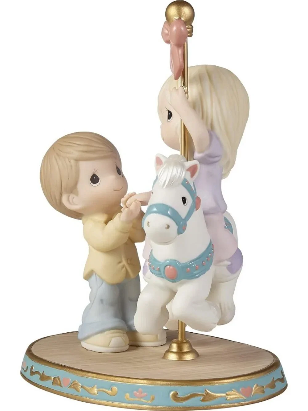 Charming Bisque Porcelain/Metal Figurine - Your Love Makes My World Go Round